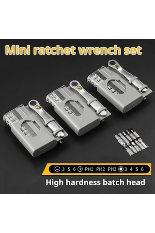 Boatshop1 Simli Fo-9212c 1 Takım Çok Fonksiyonlu Mini Ratchet Anahtar 10 Parça Uç Seti Phillips Tornavida Taşınabilir El Aletleri