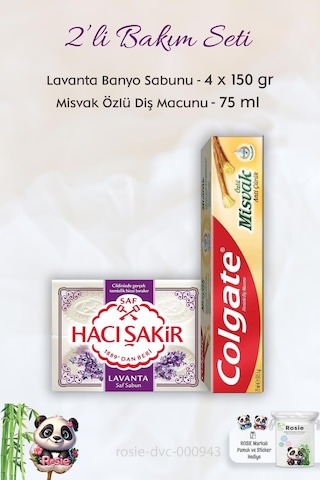 Colgate Misvak Özlü Diş Macunu 75 ML + Hacı Şakir Lavanta Kokulu Banyo Sabunu 4 x 150 G + Rosie