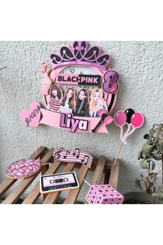 Blackpink Temalı Kız Çocuk Doğum Günü İsme Özel 3d Pasta Parti Süsü Seti Cake Topper Çocuk