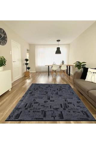 Çam Halı Bodrum Bdr 115 Antrasit Özel Latex Kaymaz Tabanlı Kilim