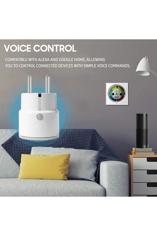 Yaleker Akıllı Wi-fi Duvar Soketi Mini Beyaz 10a Avrupa Tipi - Uygulama Ve Ses Kontrolü, Zamanlama Fonksiyonu