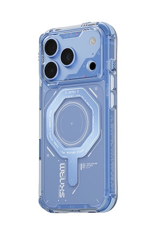 Apple Uyumlu iPhone 18 Pro Max Uyumlu Kılıf Skinarma M-safe Şarj Özellikli Airbag Tasarımlı Magma Kapak Mavi