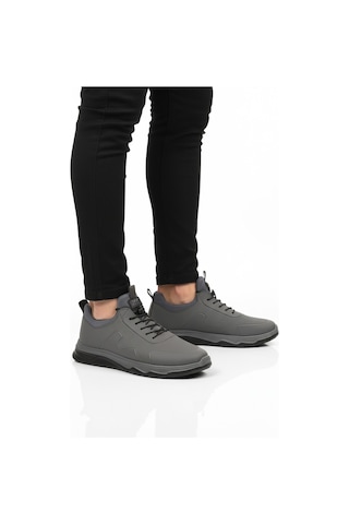 Füme Lastik Bağcıklı Hafif Esnek Erkek Spor Ayakkabı Kaif 2323 M Füme