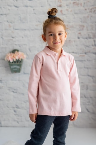 Zeyland Polo Yaka Uzun Kol Kız Çocuk T-shirt - Pembe