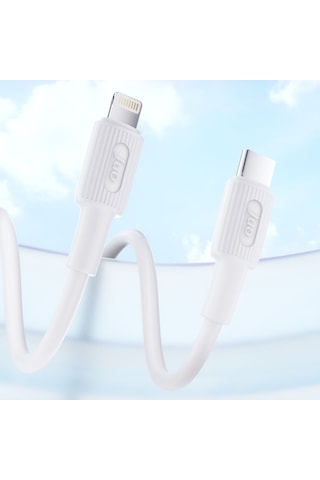 Juo JCBS272-W 27W USB Type-C To Lightning Apple Uyumlu iPhone iPad Silikon Hızlı Şarj ve Data Kablosu Beyaz 2 Metre