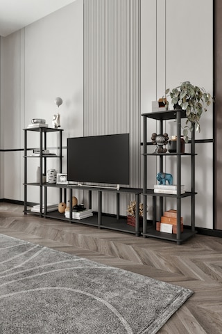 Masivo Tv Sehpa Kitaplık Siyah Siyah