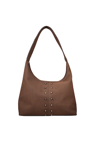 Kadın Zımba Detaylı Süet El Ve Omuz Çantası - Acı Kahve Acı Kahverengi