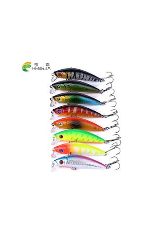 Hengjia 8 Adet Balıkçılık Cazibesi Yapay Minnow Balıkçılık Sert Lures Jig Balıkçılık Yem Iki Kanca Mücadele