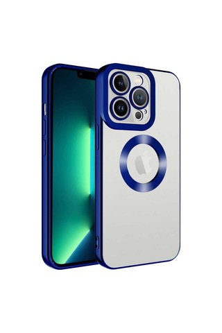 Apple Uyumlu iPhone 12 Pro Kılıf Kamera Korumalı Logo Gösteren Zore Omega Kapak Mavi Açık