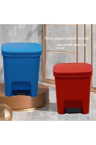 Dancemonkey 10l Mutfak Tuvalet Banyo Kova, Kapaklı, Ayakla Çalıştırılır, Sessiz, Plastik, Mavi Mavi