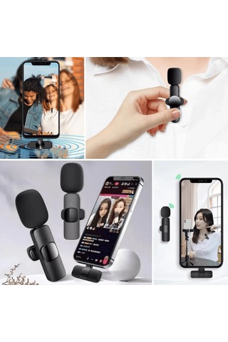 Type C Apple Uyumlu iPhone Dönüştürücülü Kablosuz Yaka Mikrofonu Android Ve Mini Mikrofon Lisinya