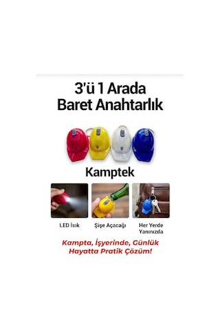Baret Tasarım Anahtarlık Açacak Fonksiyonlu Işıklı Tasarım Anahtarlık Baret Kırmızı Kırmızı