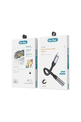 İphone Uyumlu Aux Çevirici Kablo Go Des Gd-uc067 Lightning To 3.5mm Aux Çevirici Ses Adaptörü Siyah