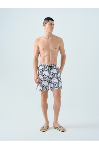 Regular Fit Erkek Deniz Şortu Beyaz