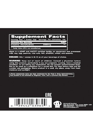 Universal Animal Creatine Monohydrate 500 Gr Aromasız Aromasız