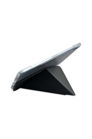 Apple Uyumlu iPad, Air 11 2025 M3 Raptic Clear Folio Airbagli Şeffaf Kapaklı Katlanabilir Standlı Kılıf Siyah
