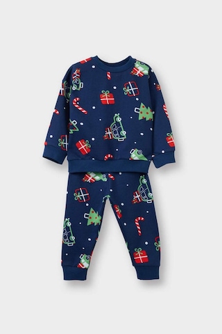 Defacto Erkek Bebek Yeni Yıl Baskılı Uzun Kollu İnce Sweatshirt Kumaşı 2li Takım G1973a525cwnv241 Lacivert-nv241