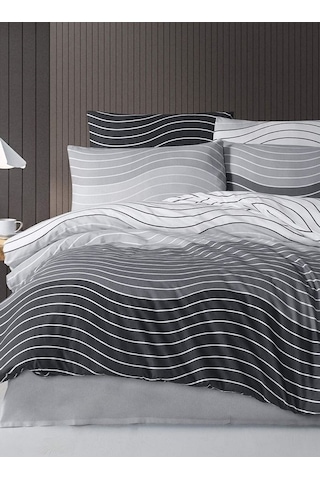 The Ecosse Çarşafı Lastikli Tek Kişilik Nevresim Takımı-wave Gri Gri