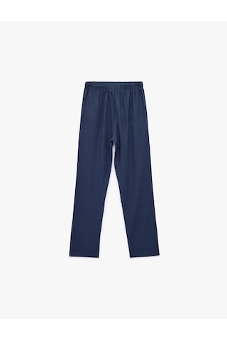 Koton Keten Ve Viskon Karışımlı Beli Bağcıklı Basic Pantolon Lacivert 6skb40131tw