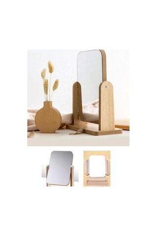 Çift Taraflı Ahşap Ayarlanabilir Masa, Makyaj, El Aynası Büyük