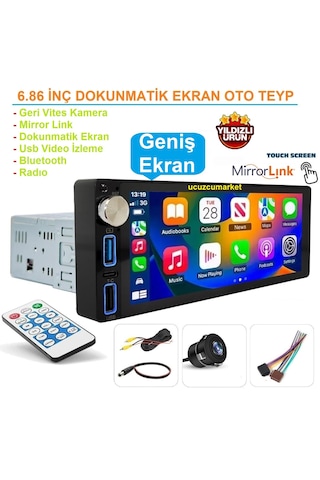 6.86 Inç Dokunmatik Geniş Ekran Oto Teyp Geri Vites Kamera+bluetooth+mirror Link