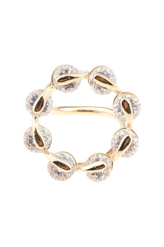 Suntek Zirkon Kristal Yüzük Moda Bayan İpek Şifon Altın-gül Çok Renkli