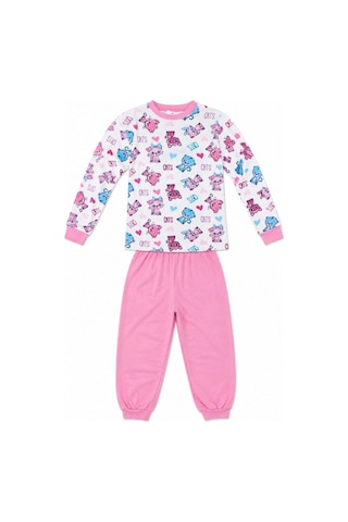 Ertaş Trend Store Kız Çocuk Premium Penye Kedi Desenli Uzun Kollu Pijama Takımı 2-11 Yaş - Pembe Çok Renkli