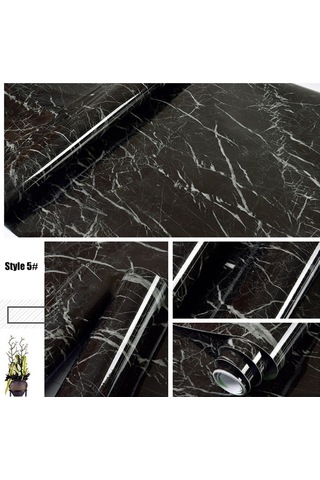 Qingmipy Mermer Desenli Su Geçirmez Yapışkan Duvar Kağıdı - Mutfak, Banyo Ve Oturma Odası İçin 5 Metre Diğer