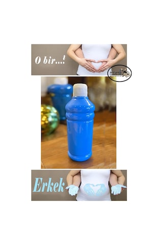 Mavi Pembe Cinsiyet Belirleme Parmak Boyası 1 Adet 500 Ml Kız Cinsiyet Açıklama Boyası Yıkanabilir Zararsız Mavi
