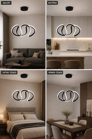 Lumina Led Sarkıt Avize Beyaz Işık Siyah