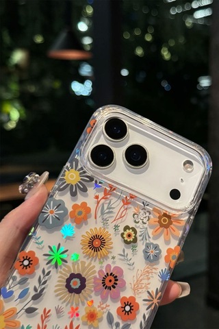 İphone 17 Pro Max Uyumlu Kılıf Solmayan Imd Baskı Desenli, Şeffaf Tpu+pc Botanik Kapak