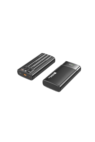 Cepini Cp-02 20.000mah 22.5w Süper Hızlı Şarj Powerbank - Dahili 3'ü 1 Arada Kablolu Ve Dijital Göstergeli Siyah