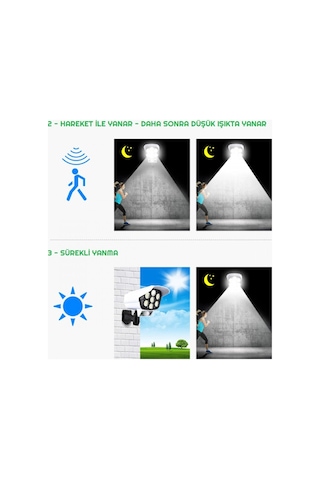 Kamera Görünümlü Solar Led Lamba Güneş Enerjilli Su Geçirmez Uzaktan Kumandalı Çok Renkli