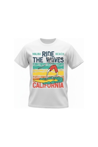 Urbantrendstore Unisex Kaliforniya Tatil Oversize Fit Rahat Geniş Salaş T-shirt Günlük Tişört Beyaz