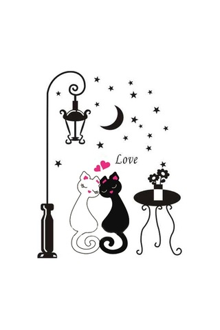 Fortunelane Sevimli Kedi Sticker - Çocuk/yatak/salon Duvar Dekorasyonu, Taşınabilir Pvc Materyal Tc920
