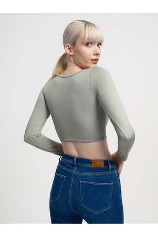 Crop Kadın Tshirt U.kol Mint Yeşili