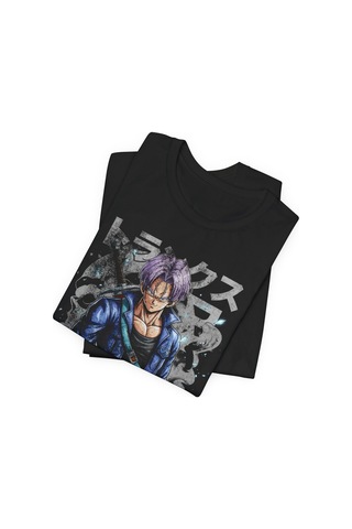 Ustaprint3d Trunks Anime Tişört Dragon Ball Z Tasarım %100 Pamuk Dtf Baskılı Oversize Unisex T-shirt Siyah