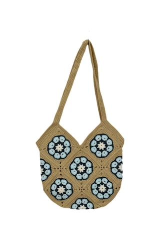 Baglan El Örgüsü Motif Desenli İçi Astarlı Omuz Çanta Bgl-st04725 Bej