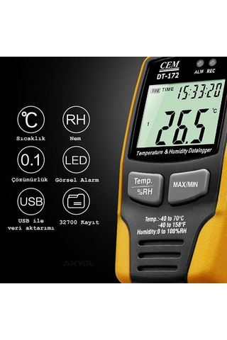Cem Dt-172 Sıcaklık Ve Nem Kayıt Cihazı Datalogger