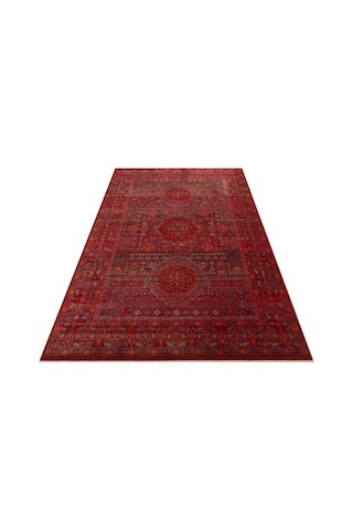 Eko Halı Pietra Pta 20 Red Sıcak Renk Tonlarını Etnik Desenlerle Buluşturan Yumuşak Tuşeli Salon Halısı Oturma Odası Halısı Mutfak Halısı Modern Makine Halısı Krem - Kırmızı