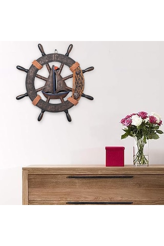 Homyl Tekne Dümen Duvar Heykel Otel Asılı Fileli-45xx4x45cm