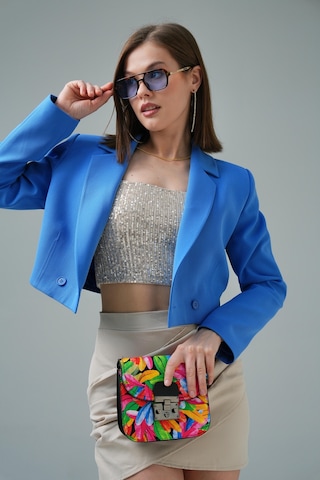 İndigo Kruvaze Crop Blazer Ceket İndigo