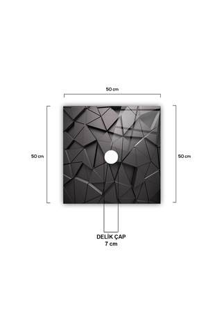 Cam Avize Göbeği | Antrasit Kristal | 50Cm X 50Cm Antrasit