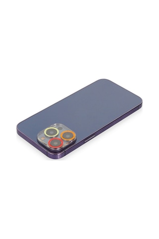 İphone 13 Pro Renkli Kamera Lens Koruma Cam - Turuncu-kırmızı