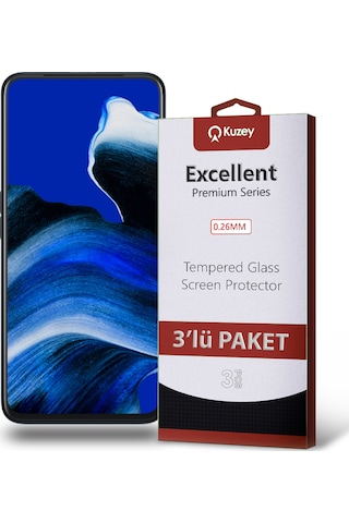 Oppo Reno 2 Z ile Uyumlu Kırılmaz Cam Ekran Koruyucu Ekonomik 3'lü Paket