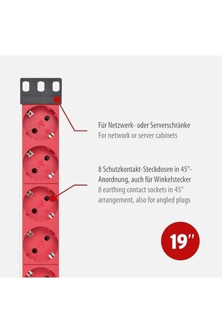19 Inç Priz Priz 8 Bölmeli Kontrol Dolapları Için Çoklu Priz 19 Inç 10a Emniyet Otomatı Ve Soğuk Cihaz Fişi 2 M 0