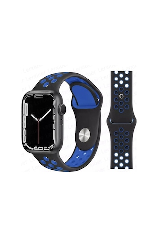 Apple Uyumlu Watch 9-8-7-6-5-4-3-se / 38-40-41 Mm Delikli Silikon Spor Kordon