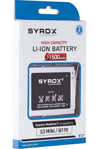 Syrox Samsung Uyumlu Galaxy S3 Mini / İ8190 Batarya 1500 Mah B127