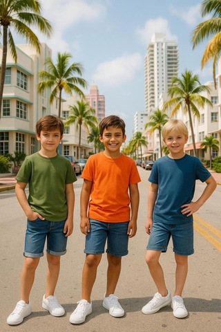 Çocuk Basic T-shirt Kız - Erkek Unisex %100 Pamuk 3'lü Süper Paket K-8