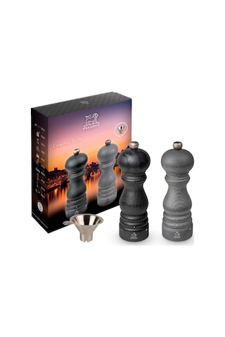 Peugeot Paris Grafit Işık U'select Tuz Ve Karabiber Değirmeni Seti, 18cm/7in. Tuz Ve Karabiber Poşeti Ve Paslanmaz Çok Renkli
